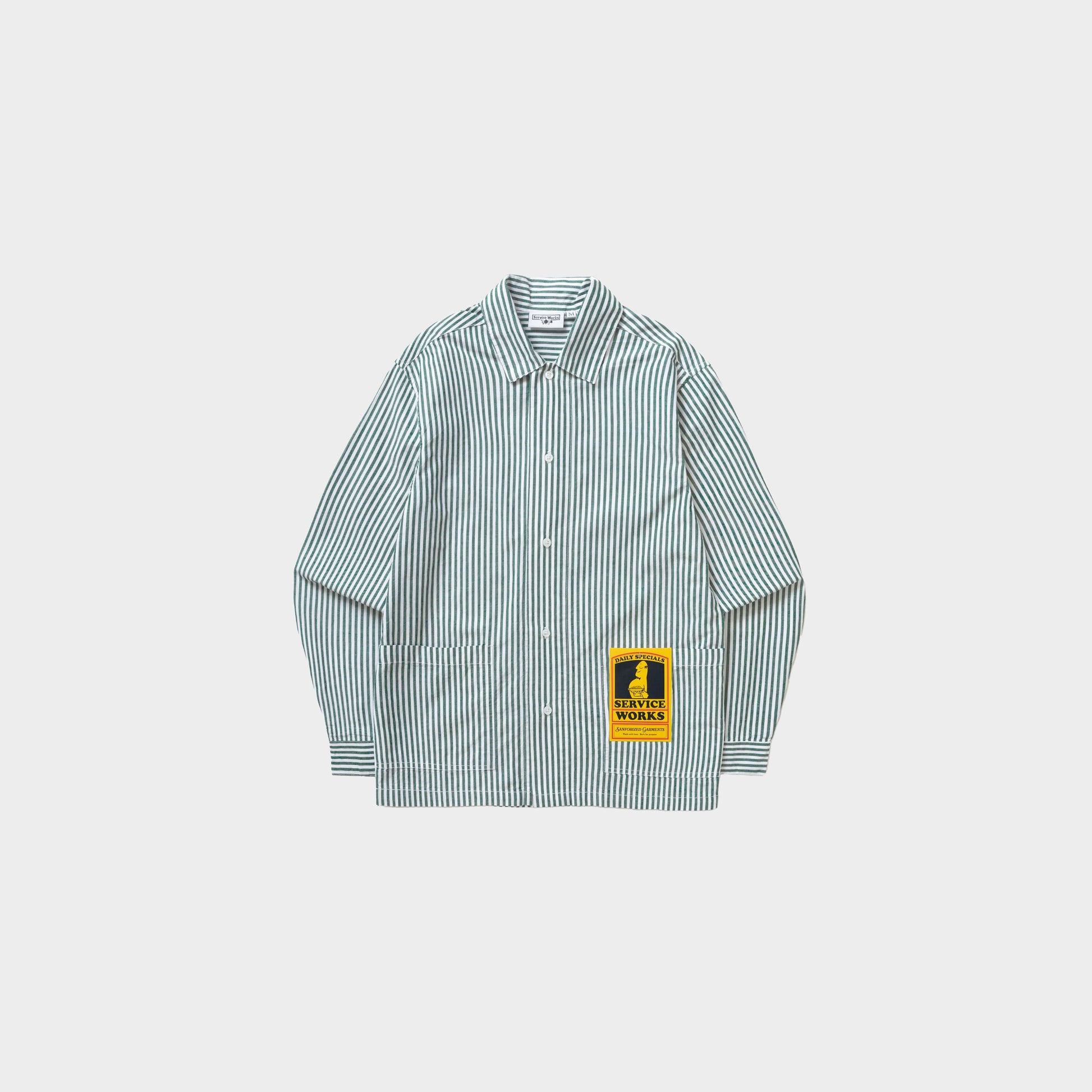 Service Works Popelin Stripe Waiter Shirt in Farbe forest