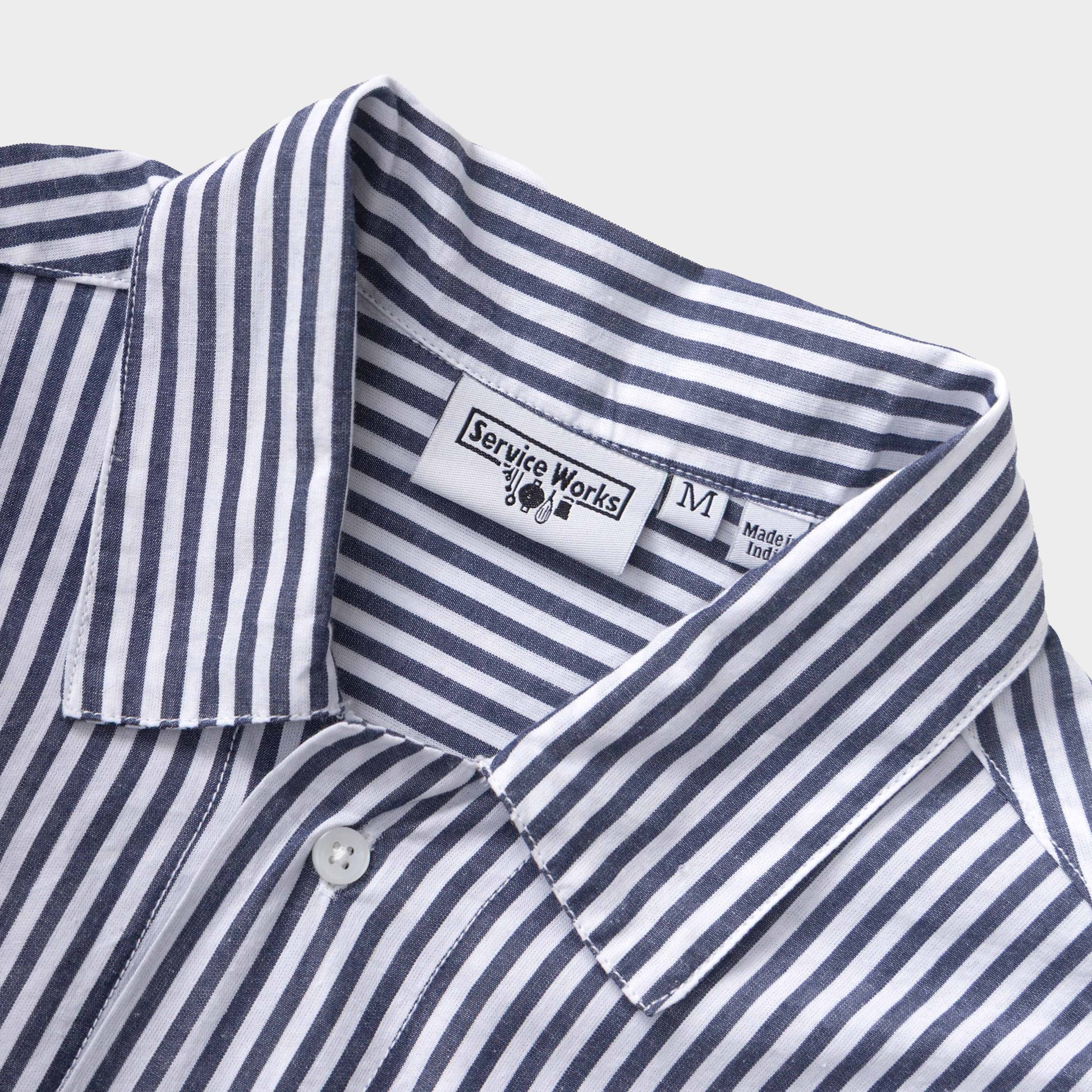 Service Works Popelin Stripe Waiter Shirt in Farbe royal