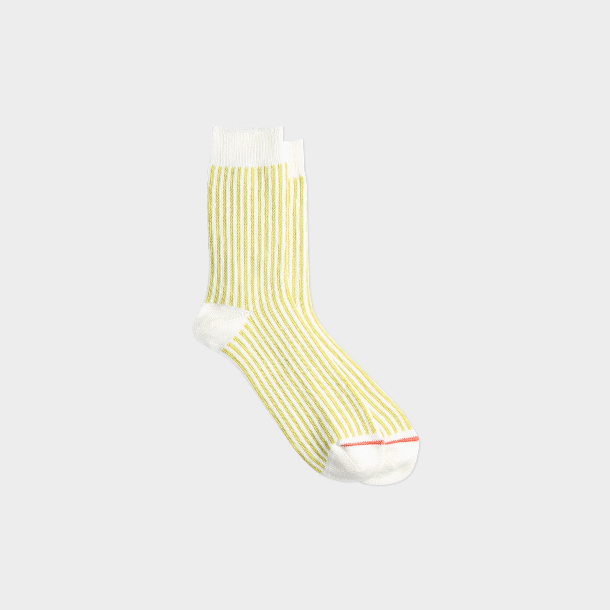 Rototo Vertical Striped Socks in Farbe white_lime