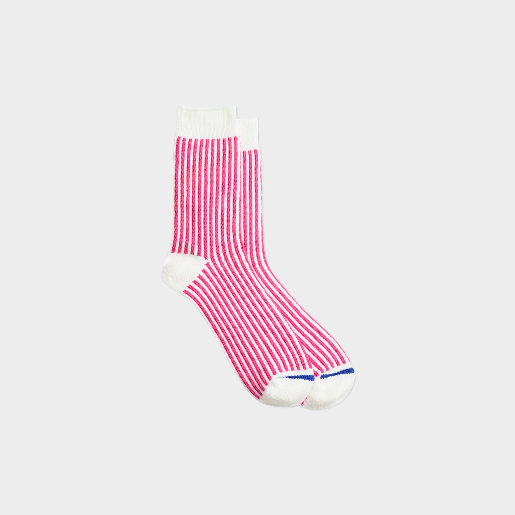 Rototo Vertical Striped Socks in Farbe white_pink