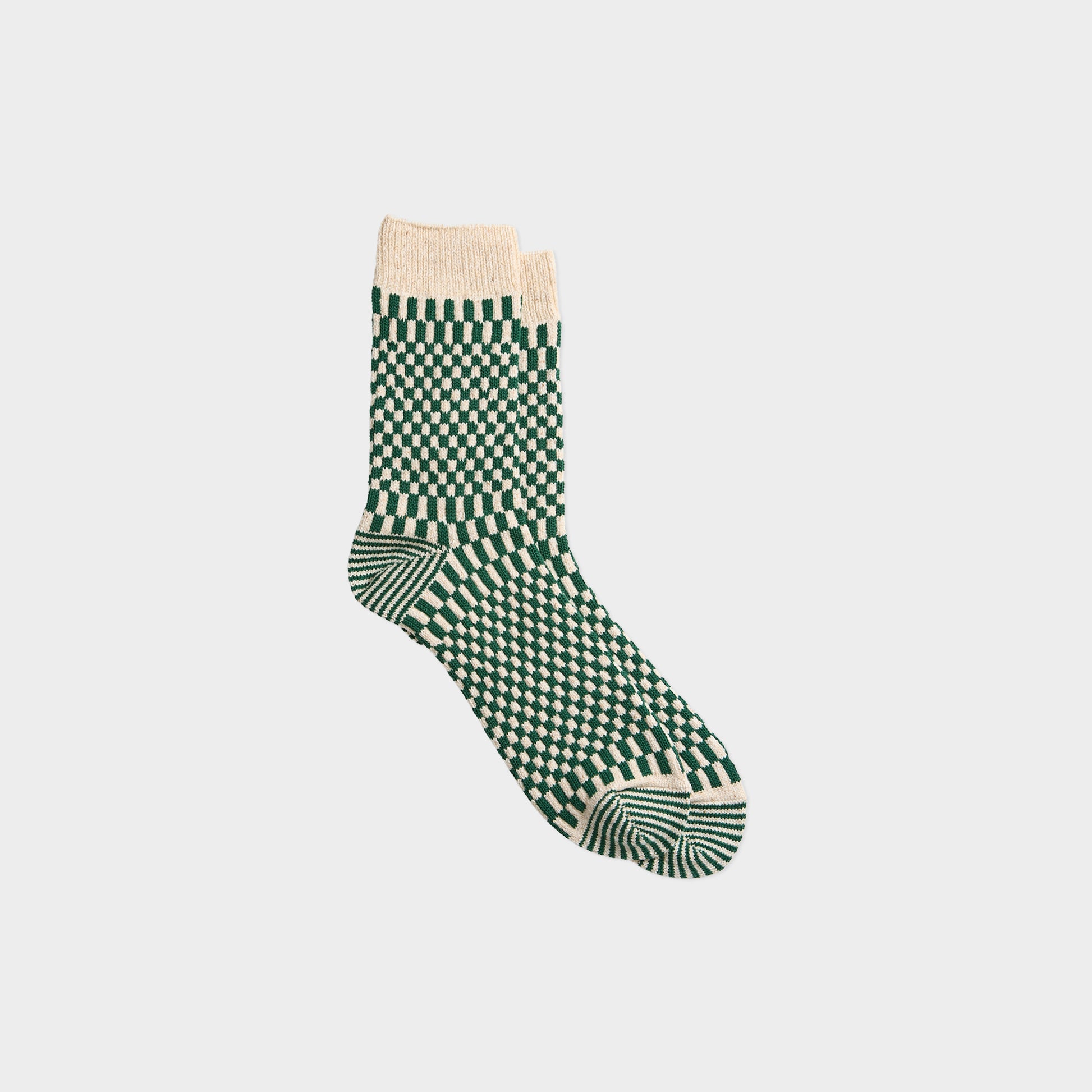 Rototo Checkboard Pattern Socks in Farbe green