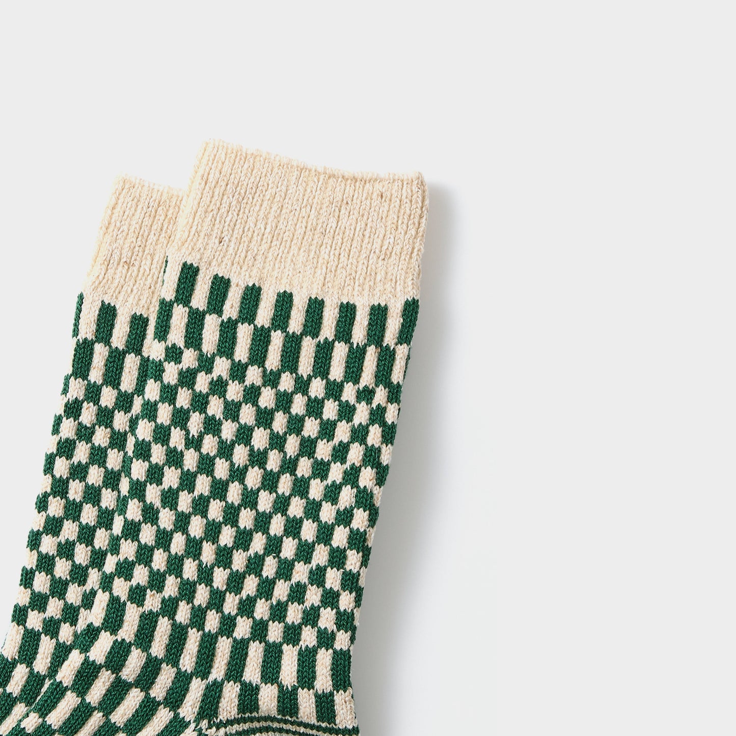 Rototo Checkboard Pattern Socks in Farbe green