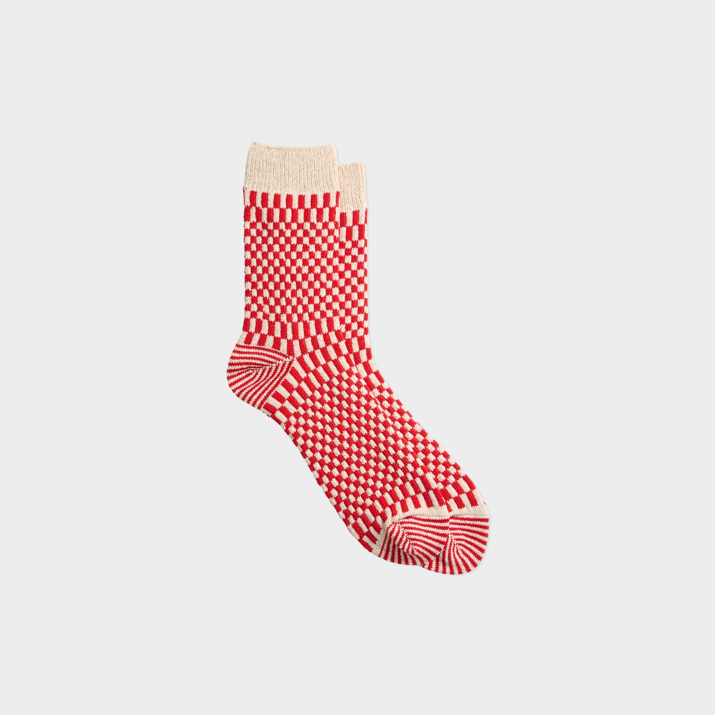 Rototo Checkboard Pattern Socks in Farbe red