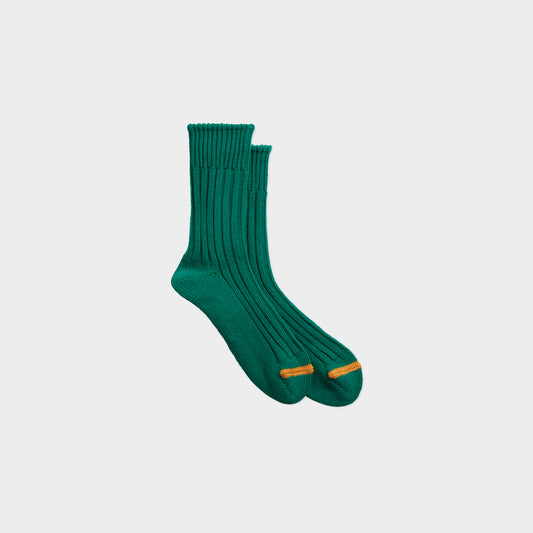 Rototo Chunky Ribbed Crew Socks Uni in Farbe green