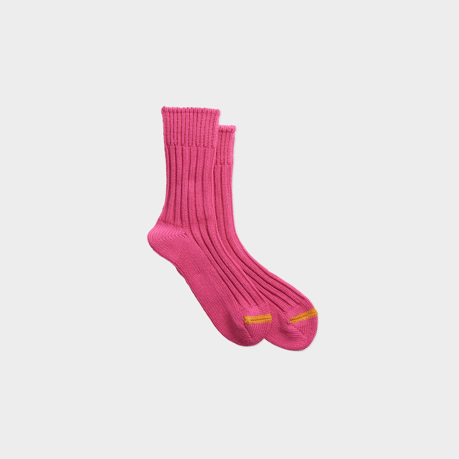 Rototo Chunky Ribbed Crew Socks Uni in Farbe pink