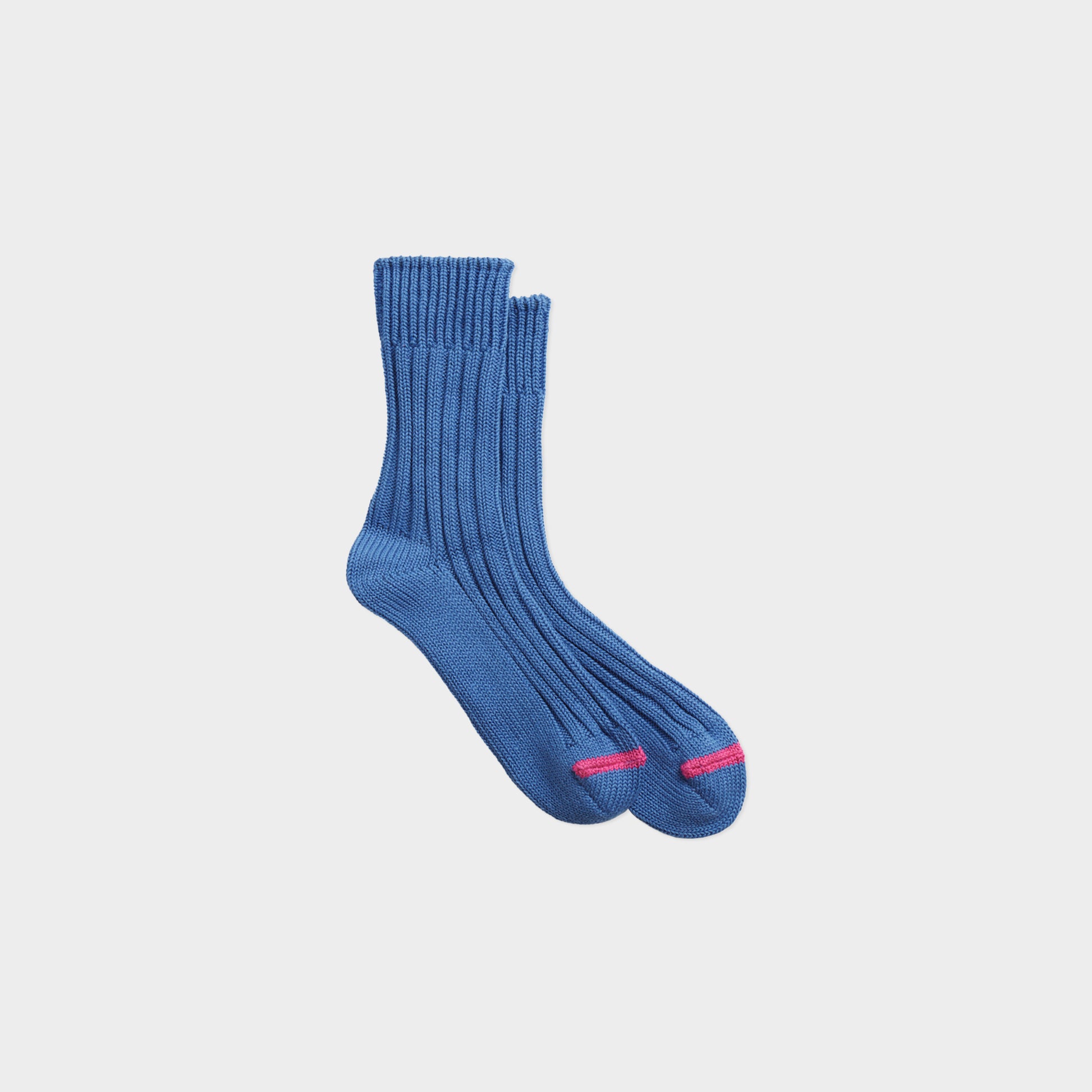 Rototo Chunky Ribbed Crew Socks Uni in Farbe smalt_blue