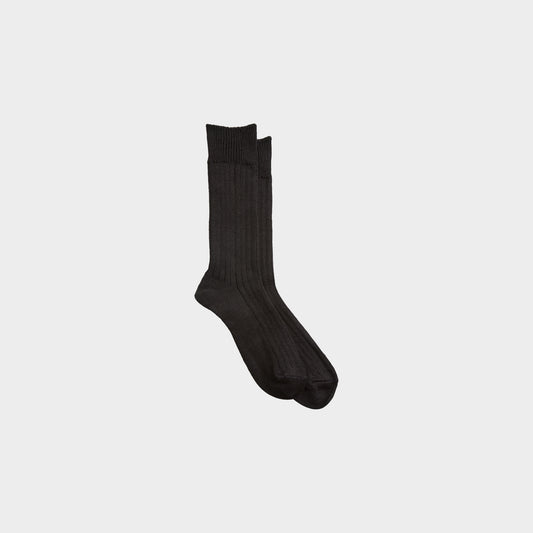 RoToTo Linen Cotton Ribbed Socks in Farbe black