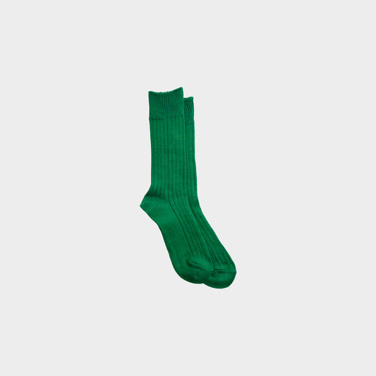 RoToTo Linen Cotton Ribbed Socks in Farbe green