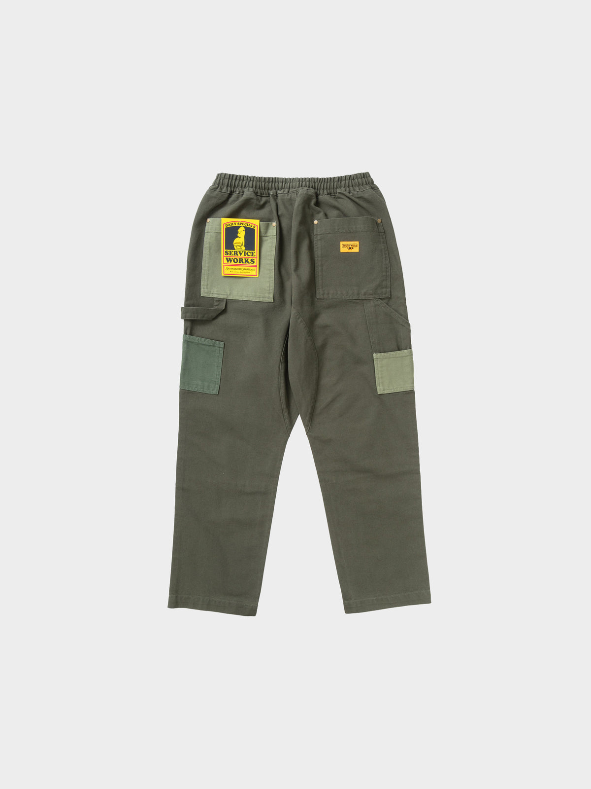 Service Works Patchwork Utility Chef Pants in Farbe green