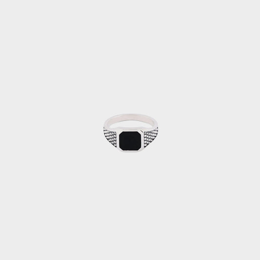 Silver Onyx Armour Ring
