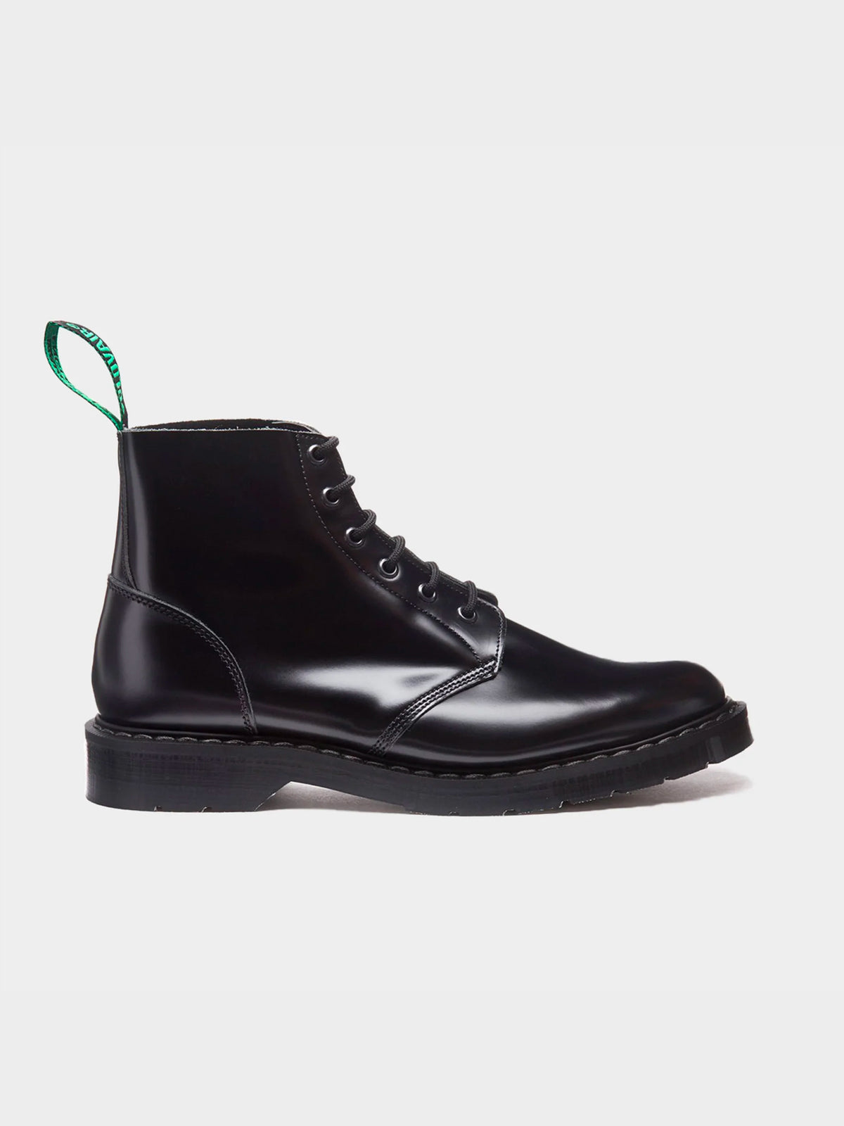Solovair Hi-Shine 6 Eye Derby Boot in Farbe schwarz