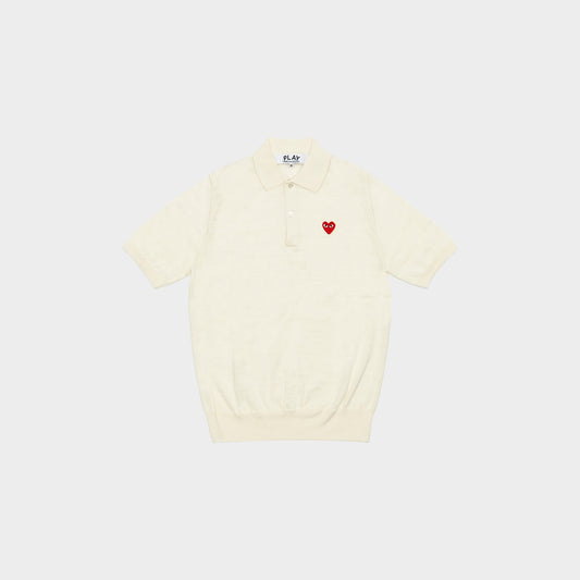 CdG Play Polohemd / Red Heart Emblem in Farbe offwhite