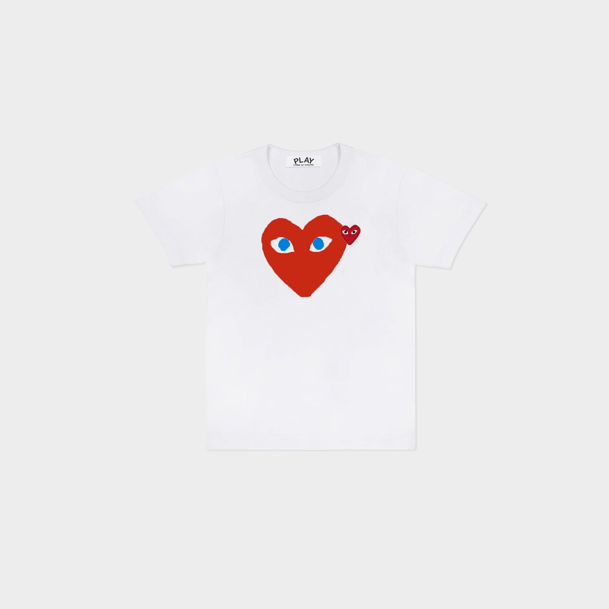 CDG Play Blue Eyes T-Shirt - White / Red Heart in Farbe white