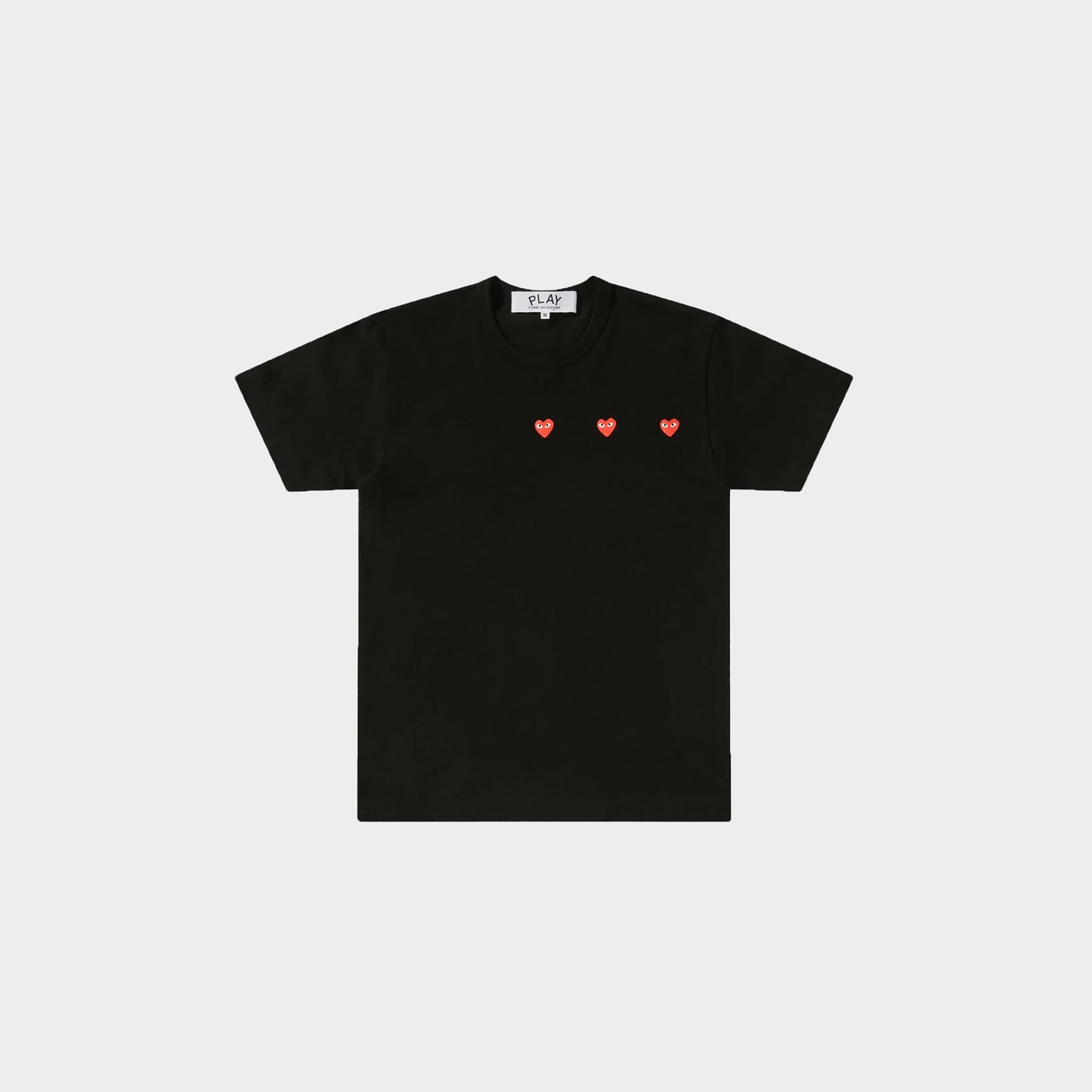 CdG Play Triple Hearts Print T-Shirt in Farbe black