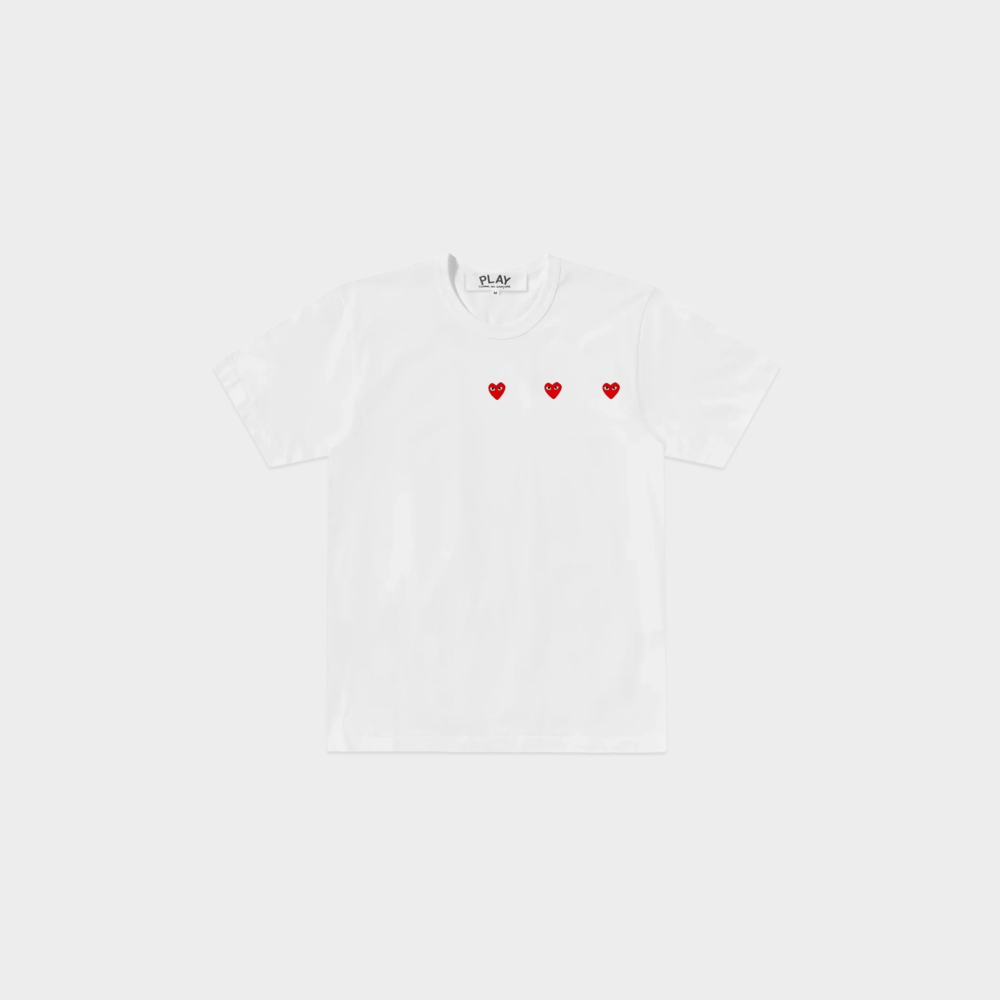 CdG Play Triple Hearts Print T-Shirt in Farbe white