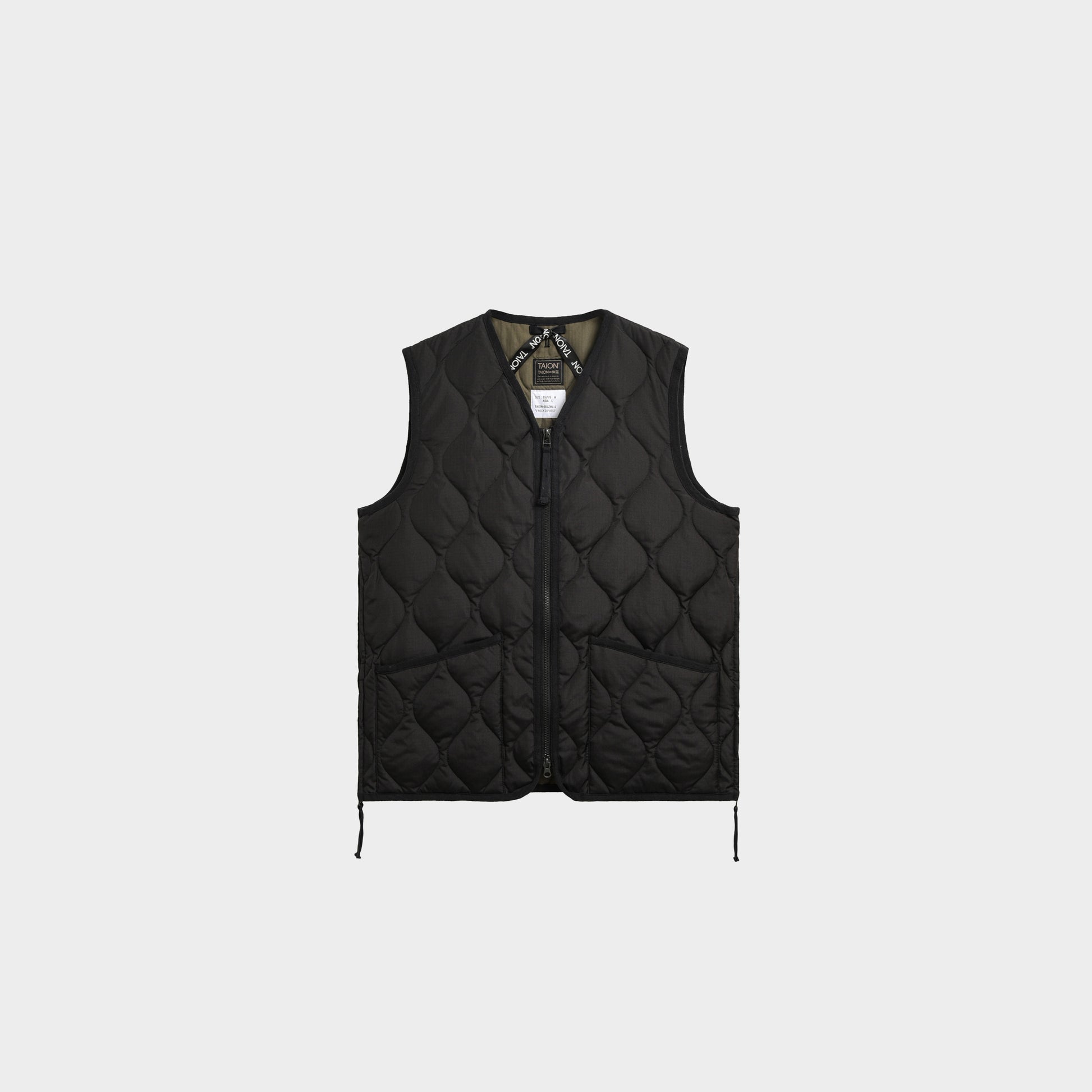 Taion Unisex Military Zip V-Neck Down Vest in Farbe black