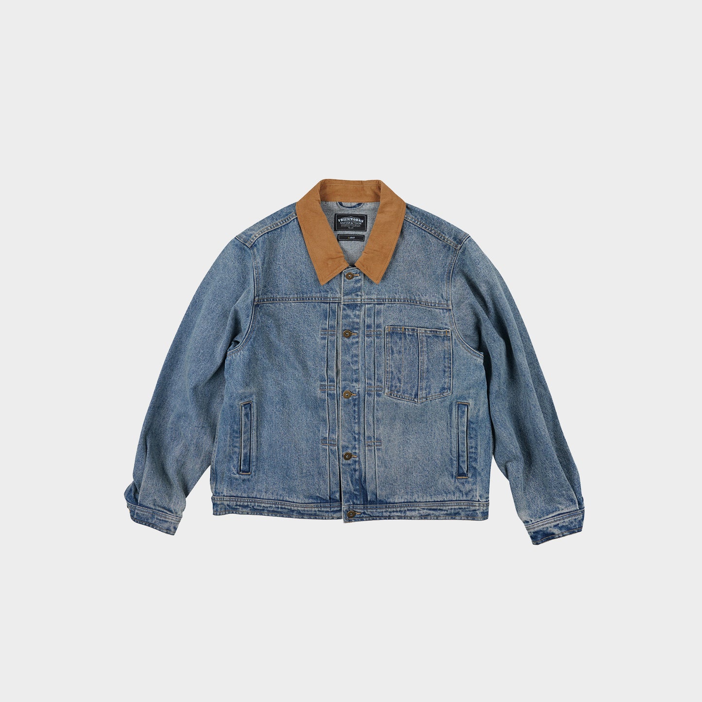 FrizmWORKS Washed Denim Trucker Jacket in Farbe blue