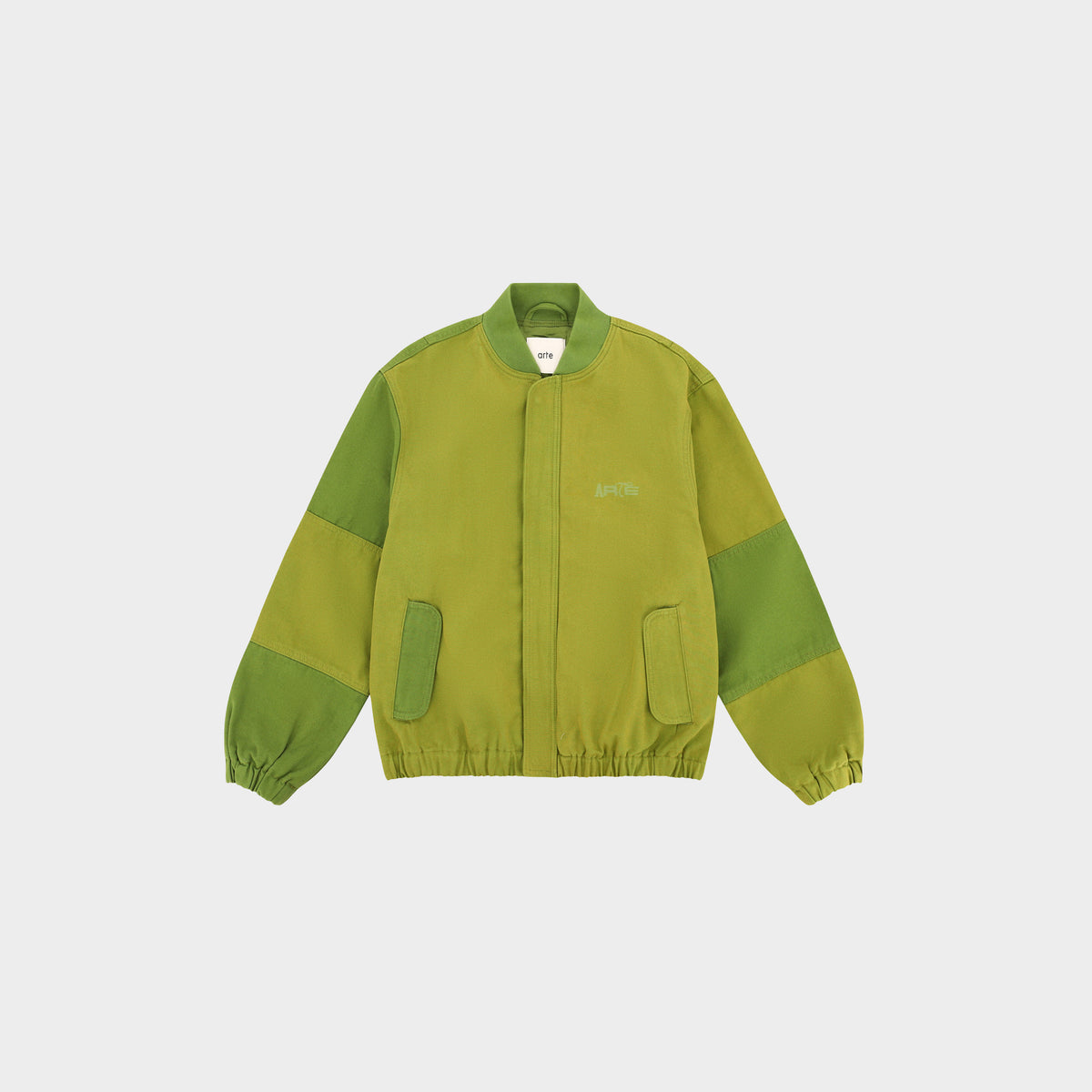 Arte Antwerp Canvas Panel Bomber Jacket in Farbe green