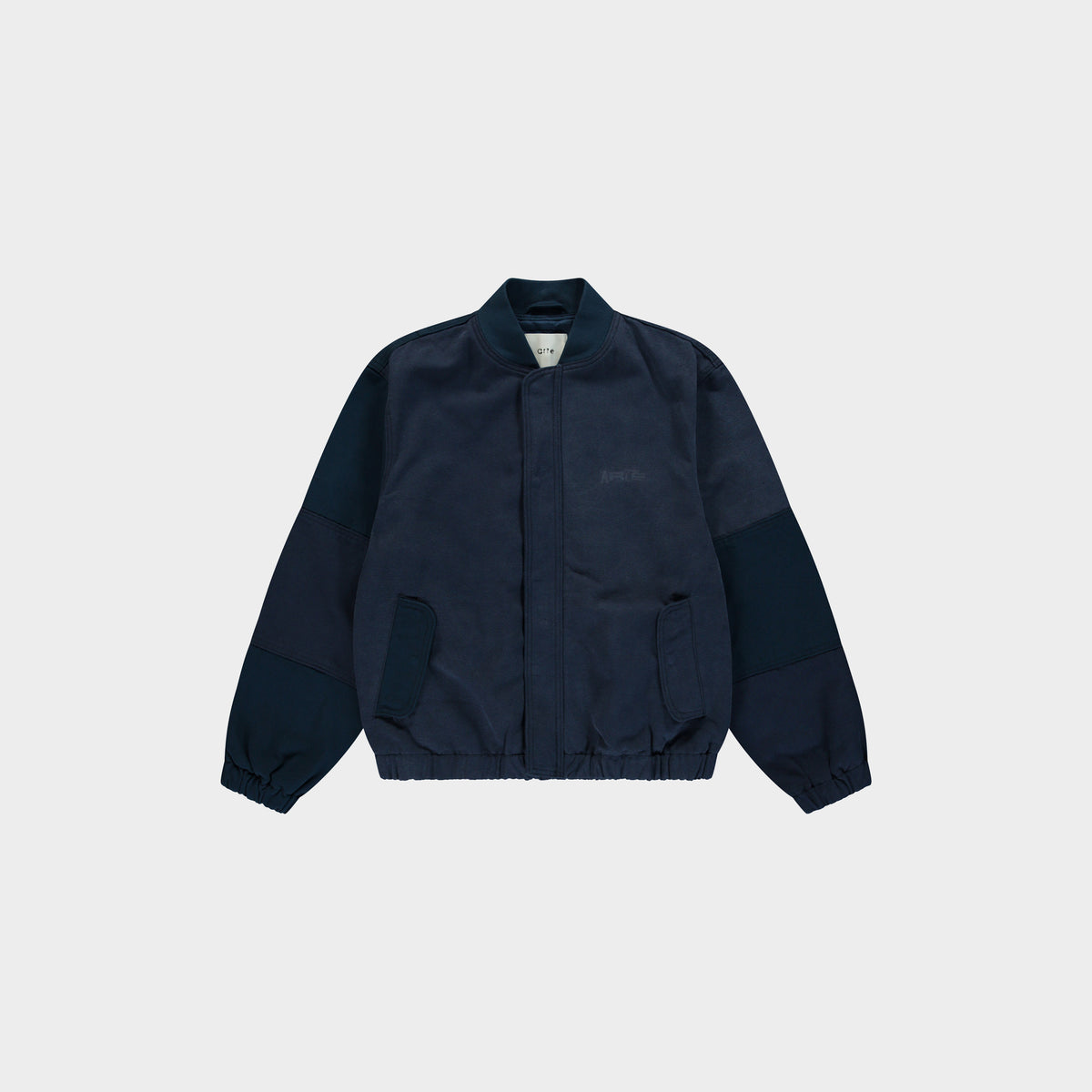 Arte Antwerp Canvas Panel Bomber Jacket in Farbe navy