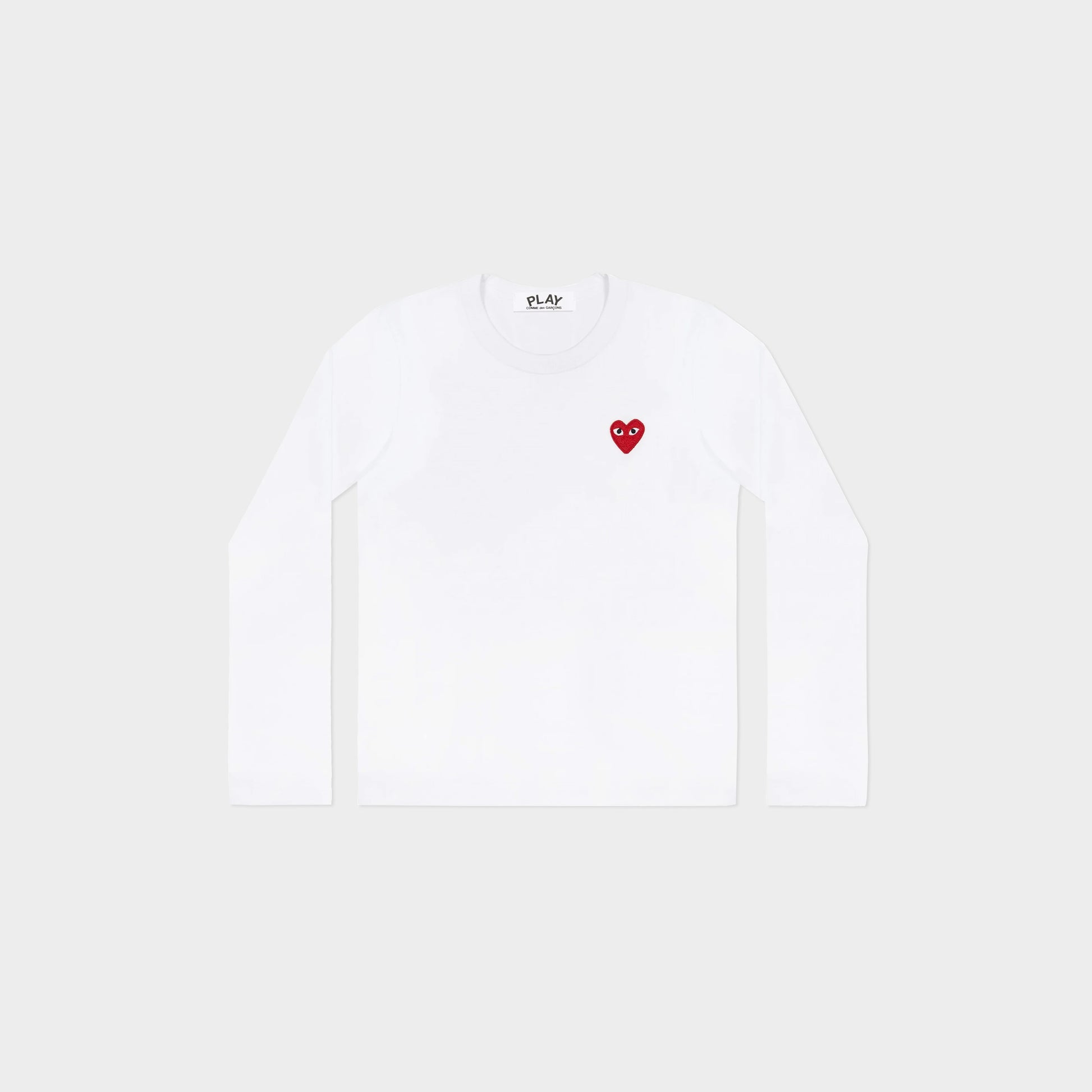 Comme des Garçons Play Longsleeve Shirt Red Emblem Knit in Farbe white