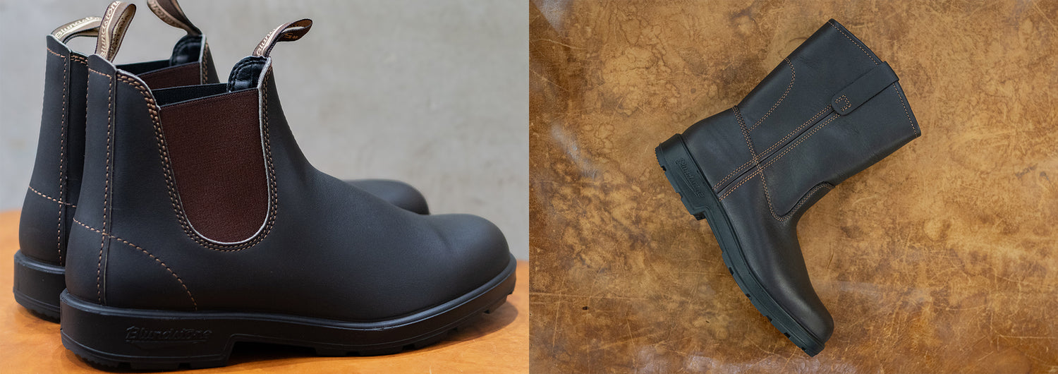 Blundstone Schuhe auf kreativem Hintergrund