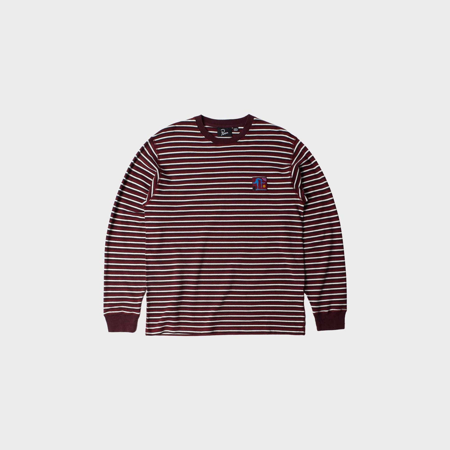 by Parra Tripped Stripes Pique Long Sleeve T-Shirt in Farbe dark_red