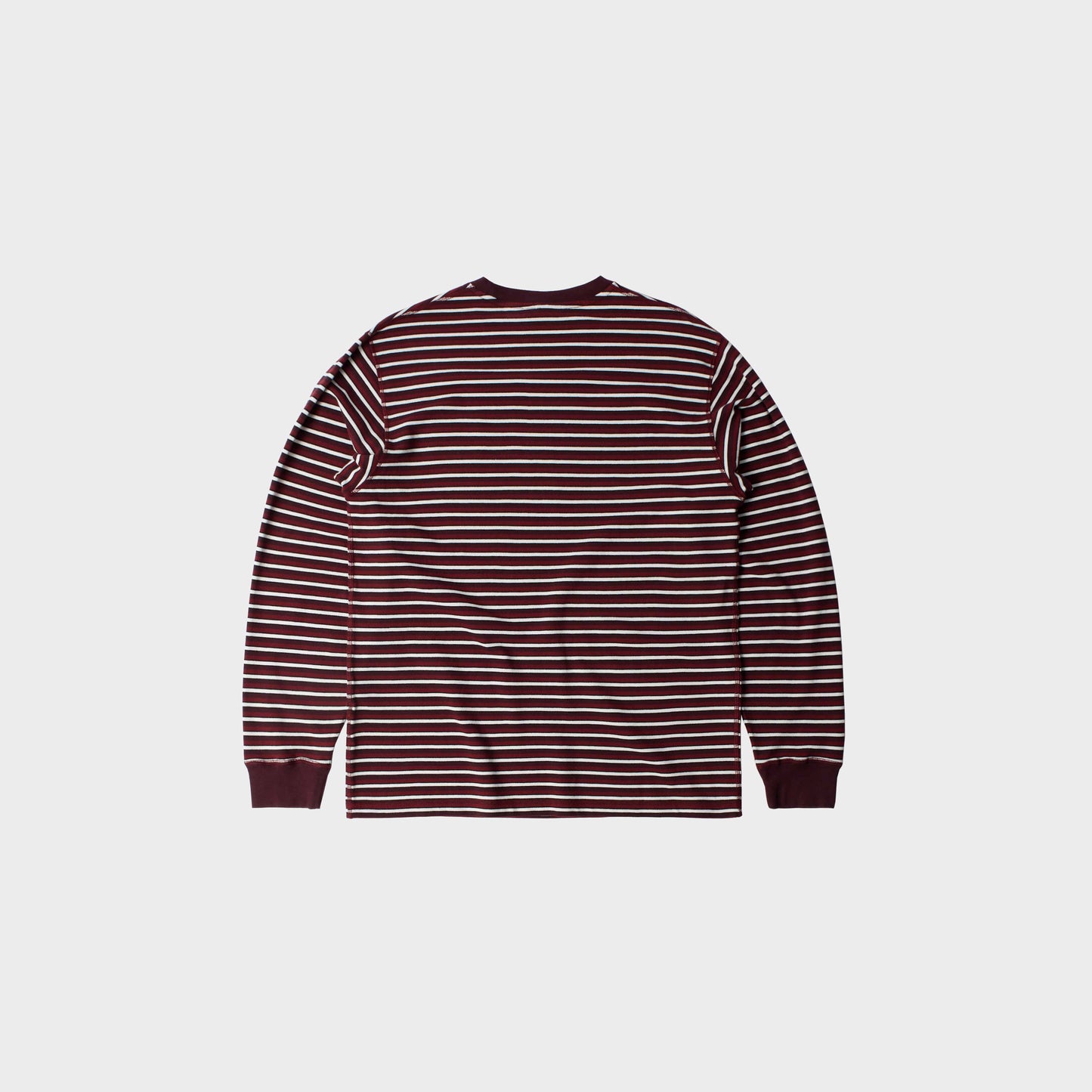 by Parra Tripped Stripes Pique Long Sleeve T-Shirt in Farbe dark_red