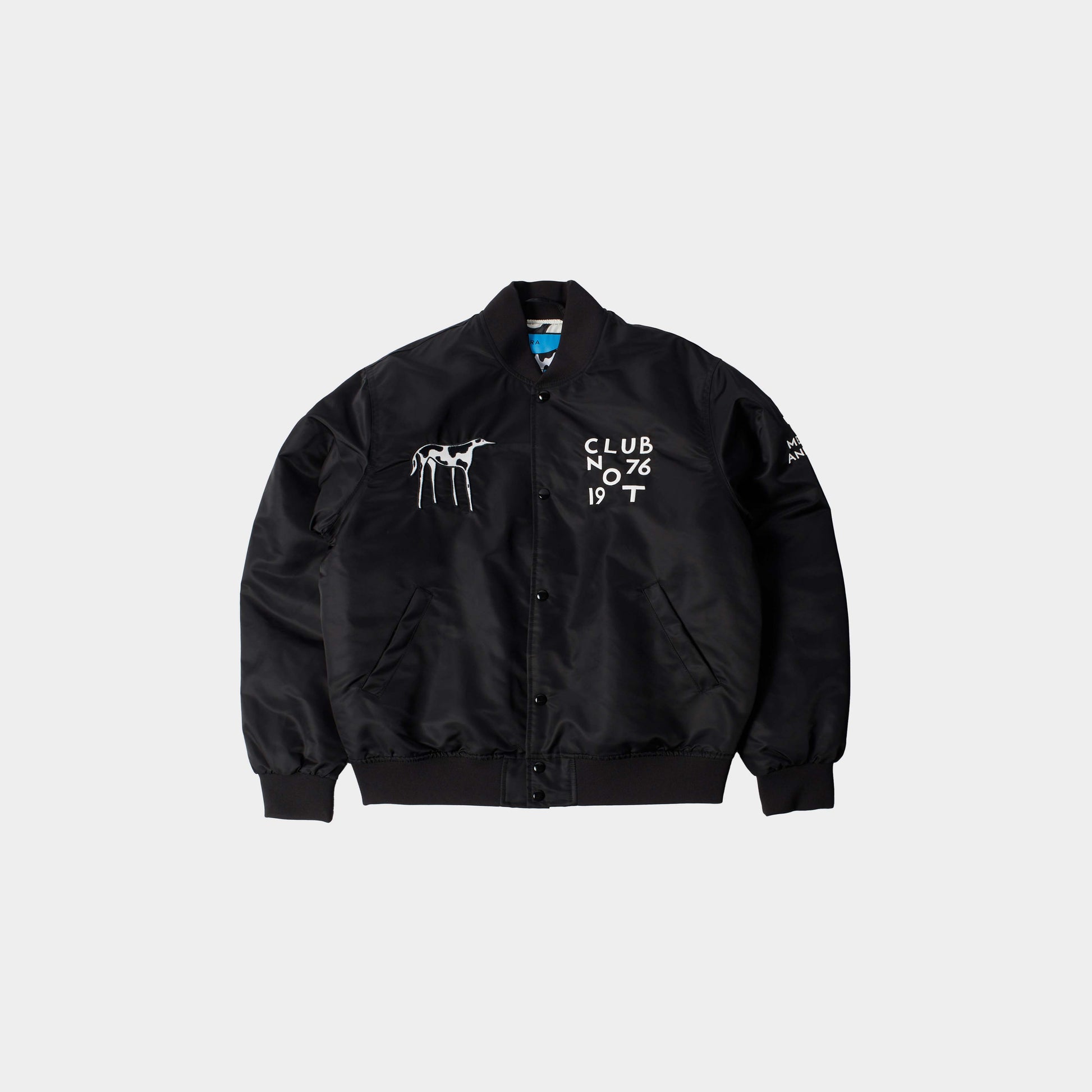 by Parra Club Not 1976 Satin Bomber Jacket in Farbe black