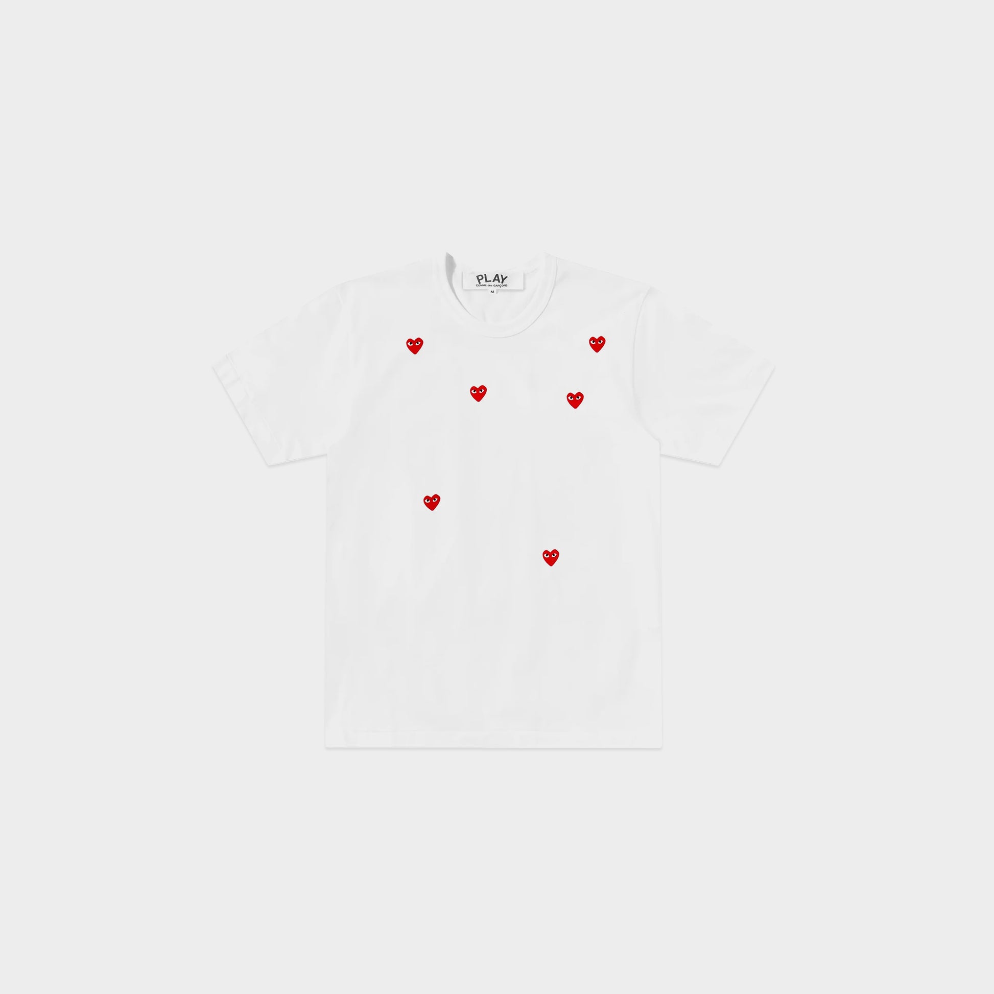CdG Play Scattered Hearts Print T-Shirt in Farbe white